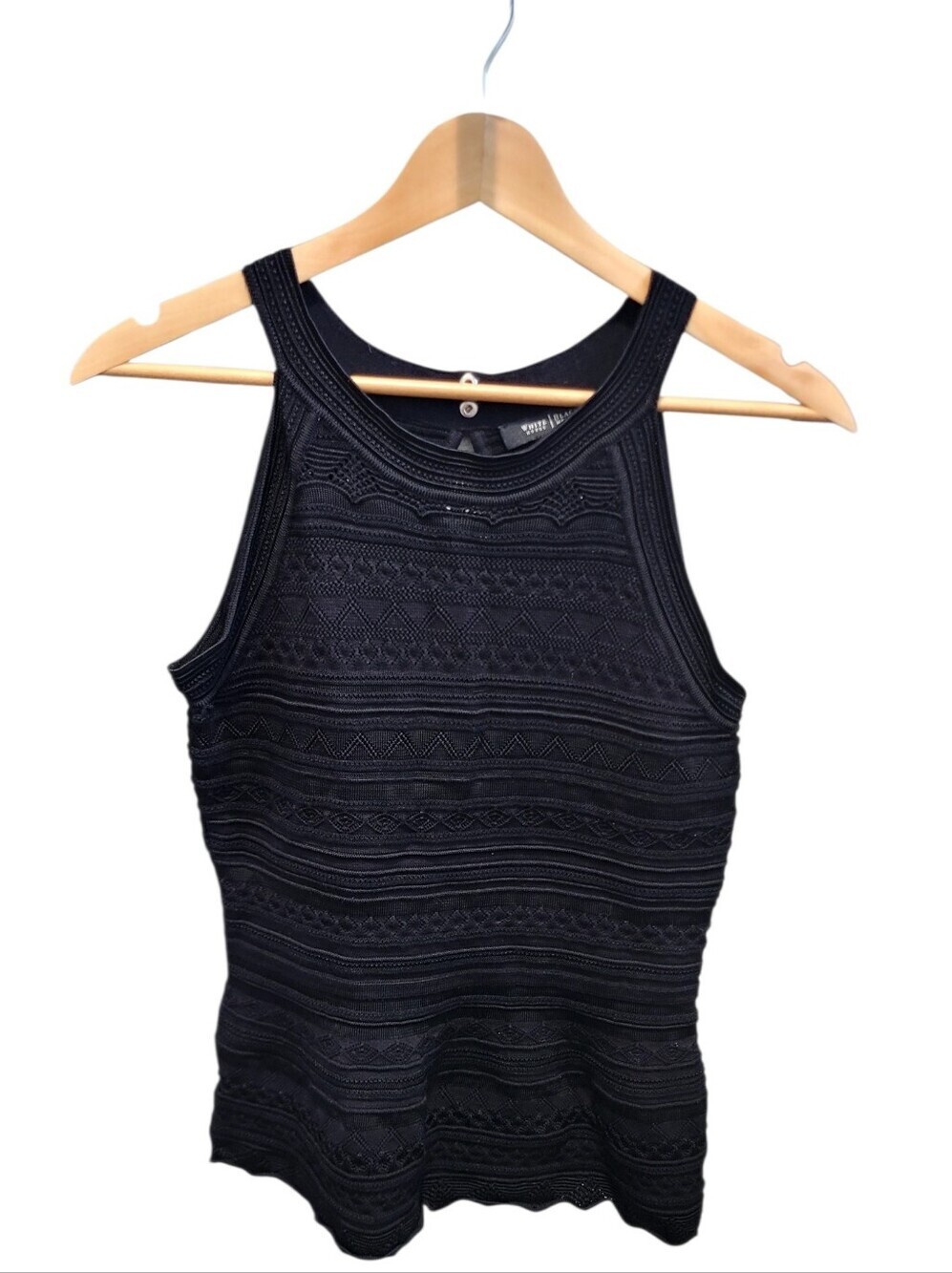 White House Black Market Black Textured Sleeveless Top with Keyhole Back Size XS
